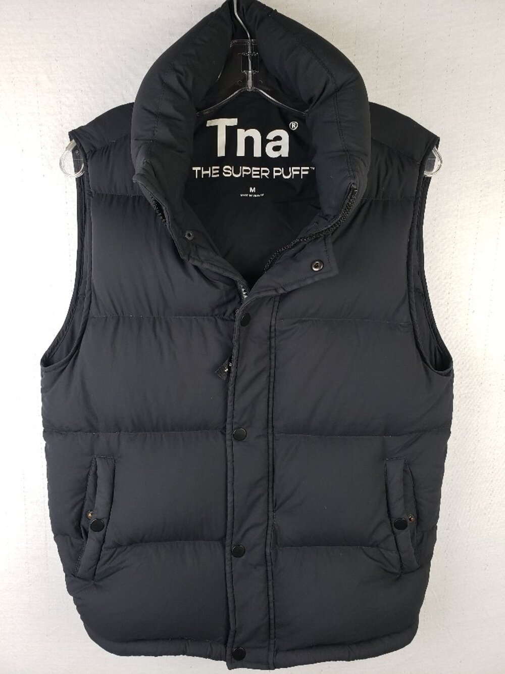 Aritzia Tna Super Puff Vest Black Premium Goose Down Front Zip Minimalist size M